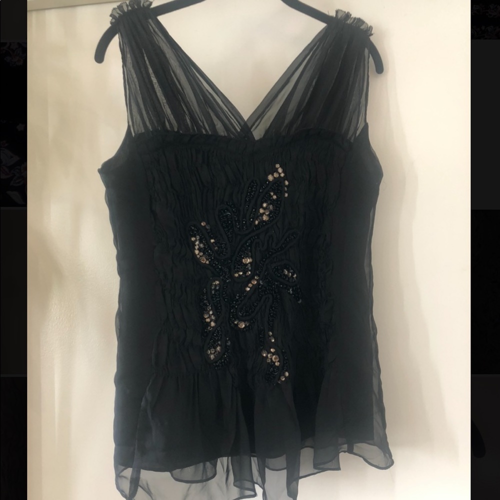 MM Couture black sequin/ Rouged blouse